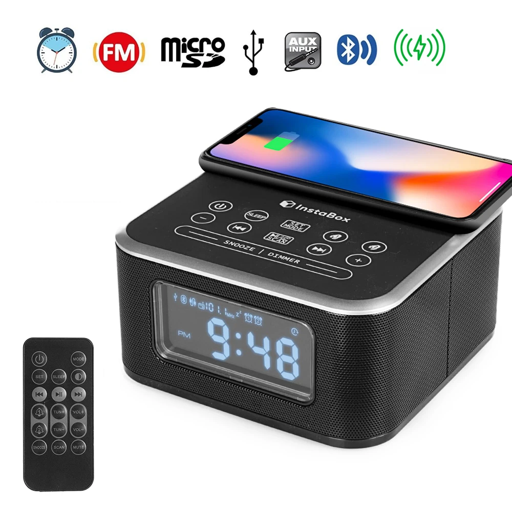InstaBox W33 FM Radio with Bluetooth Speaker Alarm MP3 Player Support