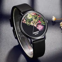 BAOSAILI Floral Women Watches Black Quartz Dress Watch Lady Life Water Resistant Leather Wristwatch Japan Movement Drop Shipping