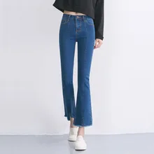 Новые женские джинсы клёш с высокой талией, модные джинсы с вырезами, брюки эластичные брюки, черные, синие сексуальные изящные джинсы из хлопчатобумажной ткани CM2092