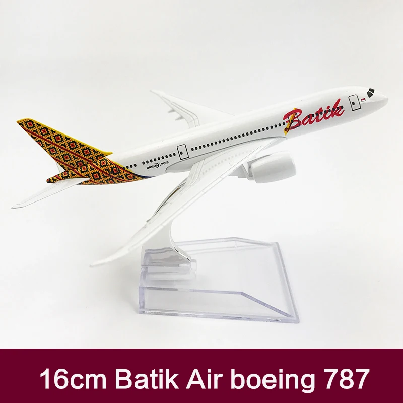 Модель самолета Batik Air Airlines 16 см модель Боинг 787 металлическая из Индонезии B787| |