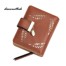 Women’s Hollow Leaves Purse Zipper Leather Ladies Wallet Women Luxury Brand Small Female Wallet For Credit Cards