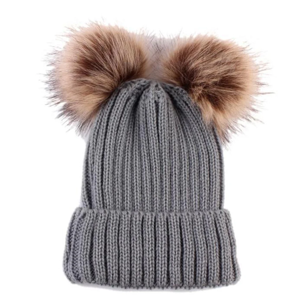 

Newborn Kids Baby Boy Girl Hat Winter Warm Fluffy Ball Crochet Knit Beanie Cap
