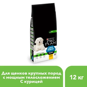 

Pro Plan dry food for puppies of large breeds with a strong build with the OPTISTART complex with chicken and rice, 12 kg.