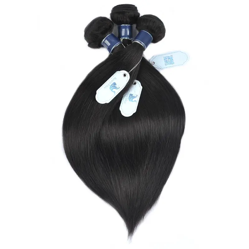 Remy Blue Hair Straight Brazilian Hair Weave Bundle Natural Color 100 Remy Human Hair Weft Extensions 3 Bundles Deals 10-26 Inch (10)
