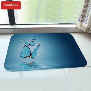 

40x60cm Doormat Entrance carpet Floor Mat kitchen Rug Indoor/Bathroom anti-slip carpets door mats, cute colorful butterfly A5