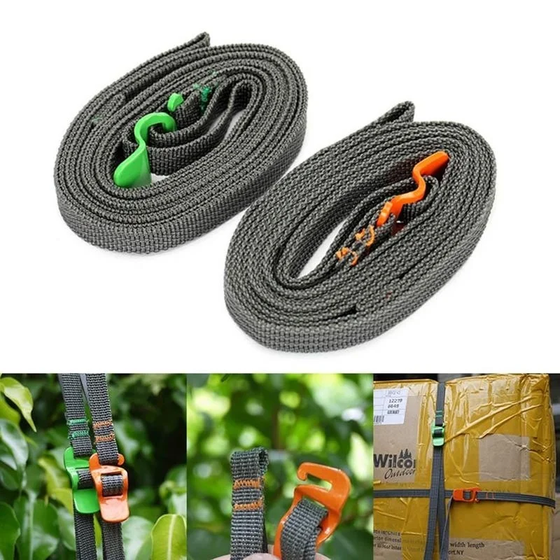 

2.5M Outdoor Travel Strapping Cord Tape Rope Tied Pull Luggage Stainless Hook Strap Outdoor Tools