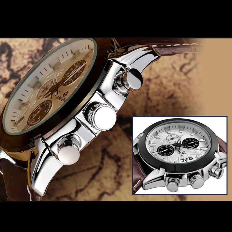 MEGIR Casual quartz leather men's watch Top brand waterproof business relogio masculino high quality reloj hombre MEGIR Casual quartz leather men's watch Top brand waterproof business relogio masculino high quality reloj hombre