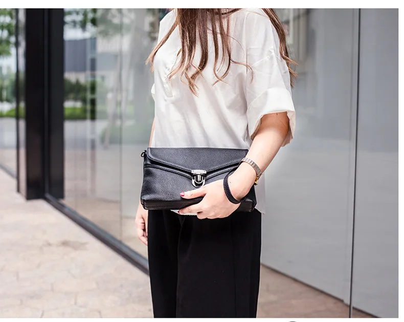 MJ Brand Women Handbag Fashion Genuine Leather Envelope Day Clutch Female Flap Messenger Bag Small Buckle Crossbody Shoulder Bag (13)