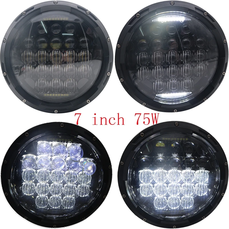 

Round Car light 7 inch LED Headlights 75w 5D lens Driving light DRL Headlamp Set Kit Projector for jeep Wrangler JK TJ LJ CJ