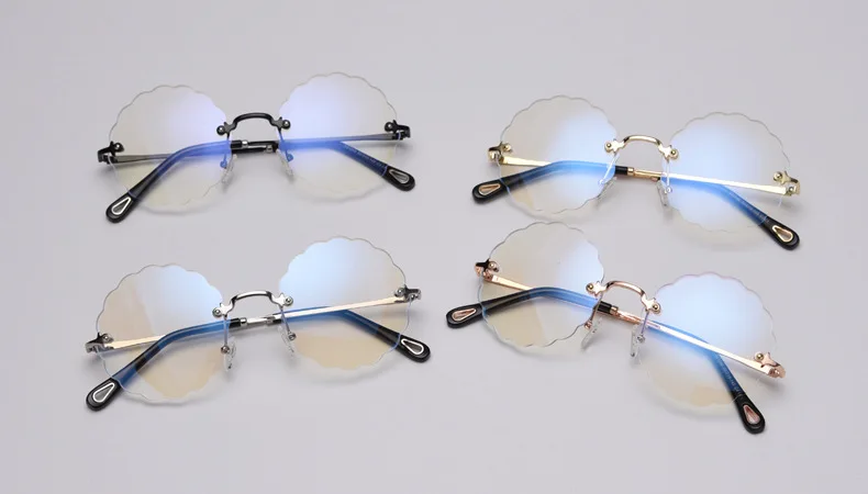 Без оправы, с прозрачными круглые очки с цветочным рисунком оправы Для женщин дизайнерские бренды люксовые модная оправа для очков в стиле ретро, Glasse