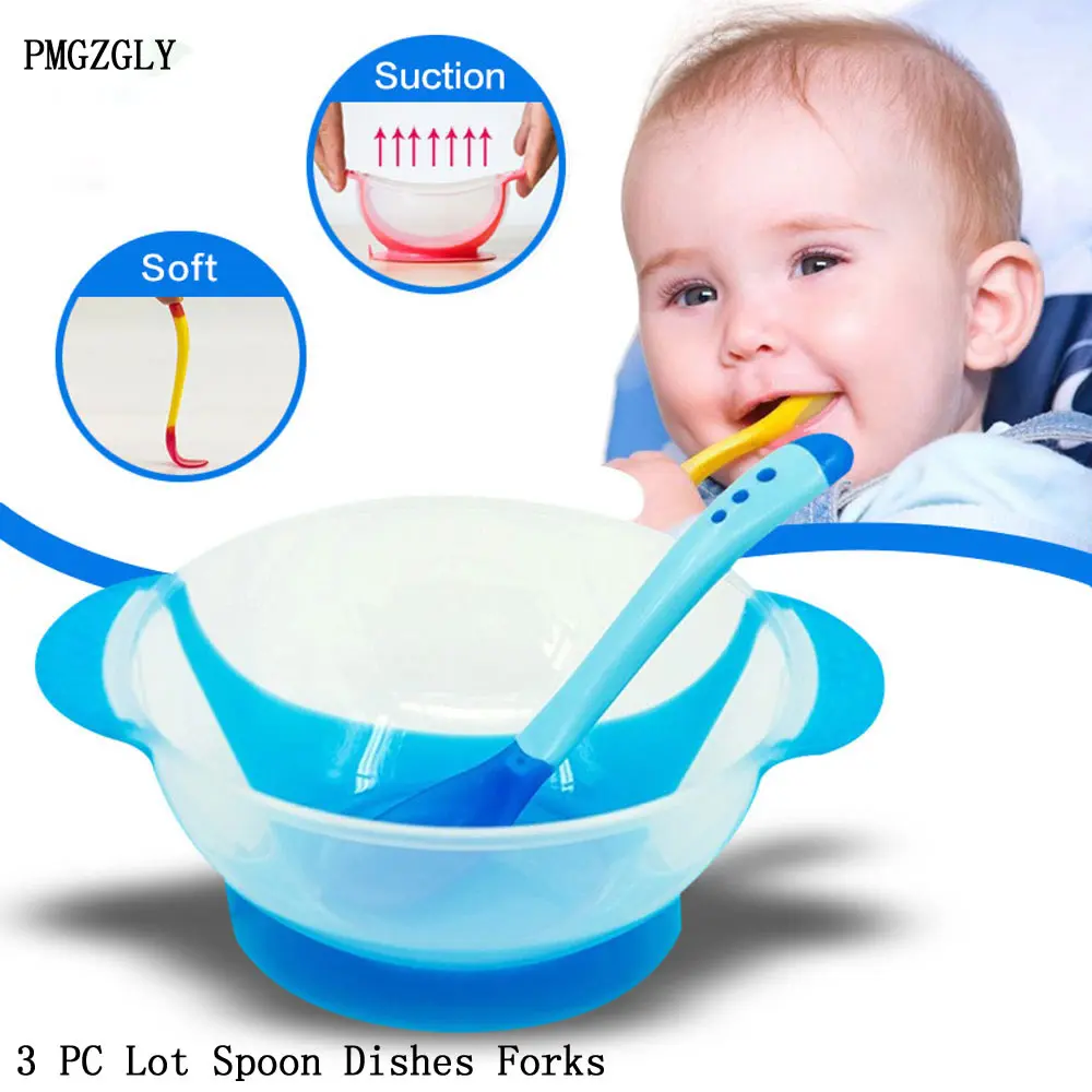 

Children's Tableware Baby Learning Dishes Food Bowl Temperature Sensing Spoon Baby Feeding Bowl Dinnerware Set Spoon Forks Dish