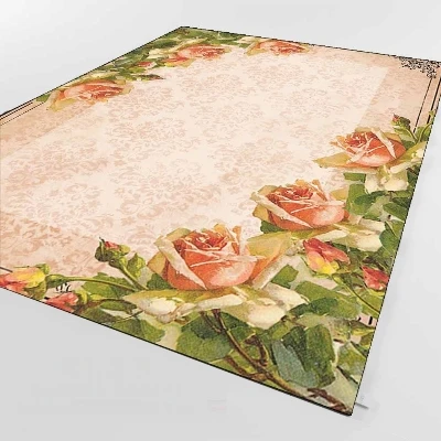 Else, розовые розы, зеленые листья плюща, Ретро стиль, 3d принт, не скользит, микрофибра, для гостиной, декоративный, современный, моющийся коврик