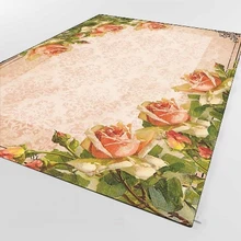 Else, розовые розы, зеленые листья плюща, Ретро стиль, 3d принт, не скользит, микрофибра, для гостиной, декоративный, современный, моющийся коврик