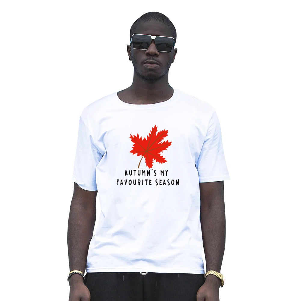 Maple Leaf Printed T-Shirt Cotton T shirt Mens Summer Short Sleeve Tee Tops Camisetas Masc | Мужская одежда