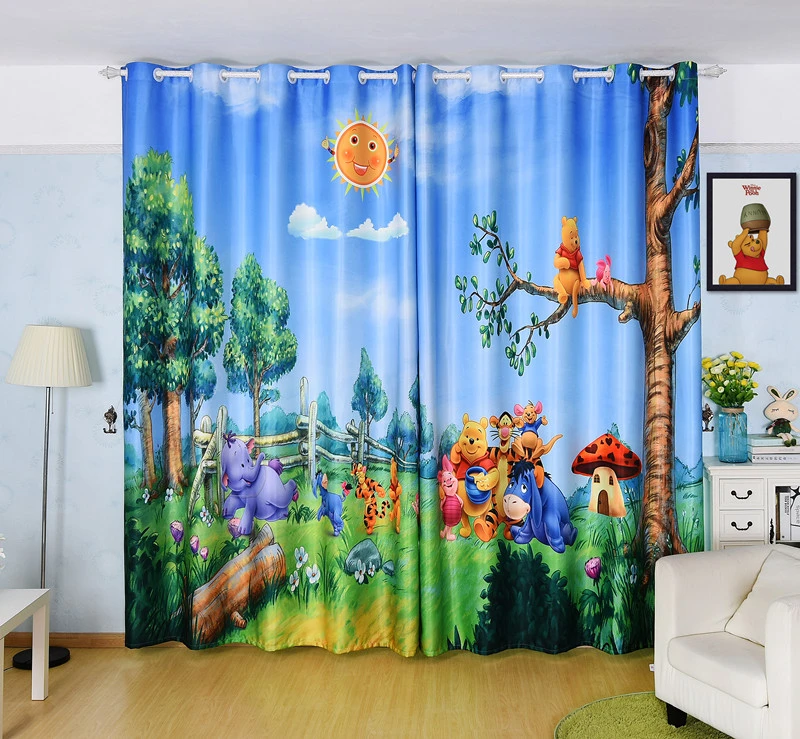 Panel de cortinas para cuarto de niños, para ventana, cubierta 200cm x 260cm, oso, Tiger, árbol, 2 unidades|Cortinas| - AliExpress