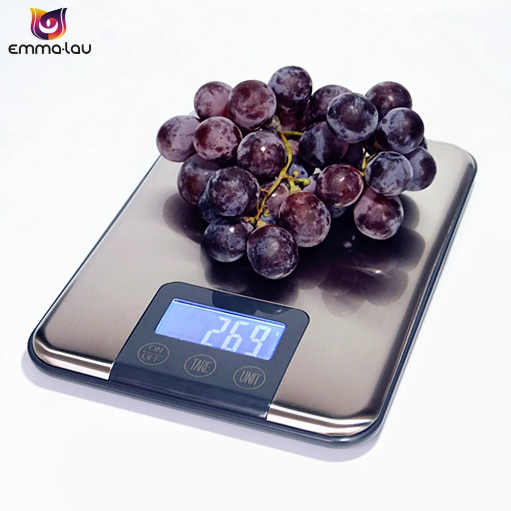 15Kg 1g Slim Stainless Steel Kitchen Scale Digital Touch Screen Food