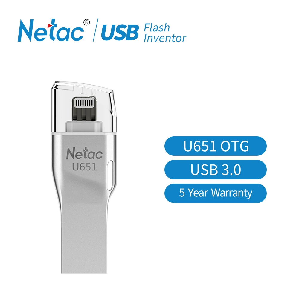 

Netac U651 USB 3.0 Flash Drive 64GB MFI Lightning Pendrive For iOS 8.0 Above 32GB 64 GB Pen Drive For iPhone Xs Max X 8 7 6 iPad