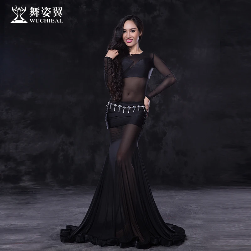 Женский костюм для танца живота Bellydance газовая длинная юбка с длинным рукавом