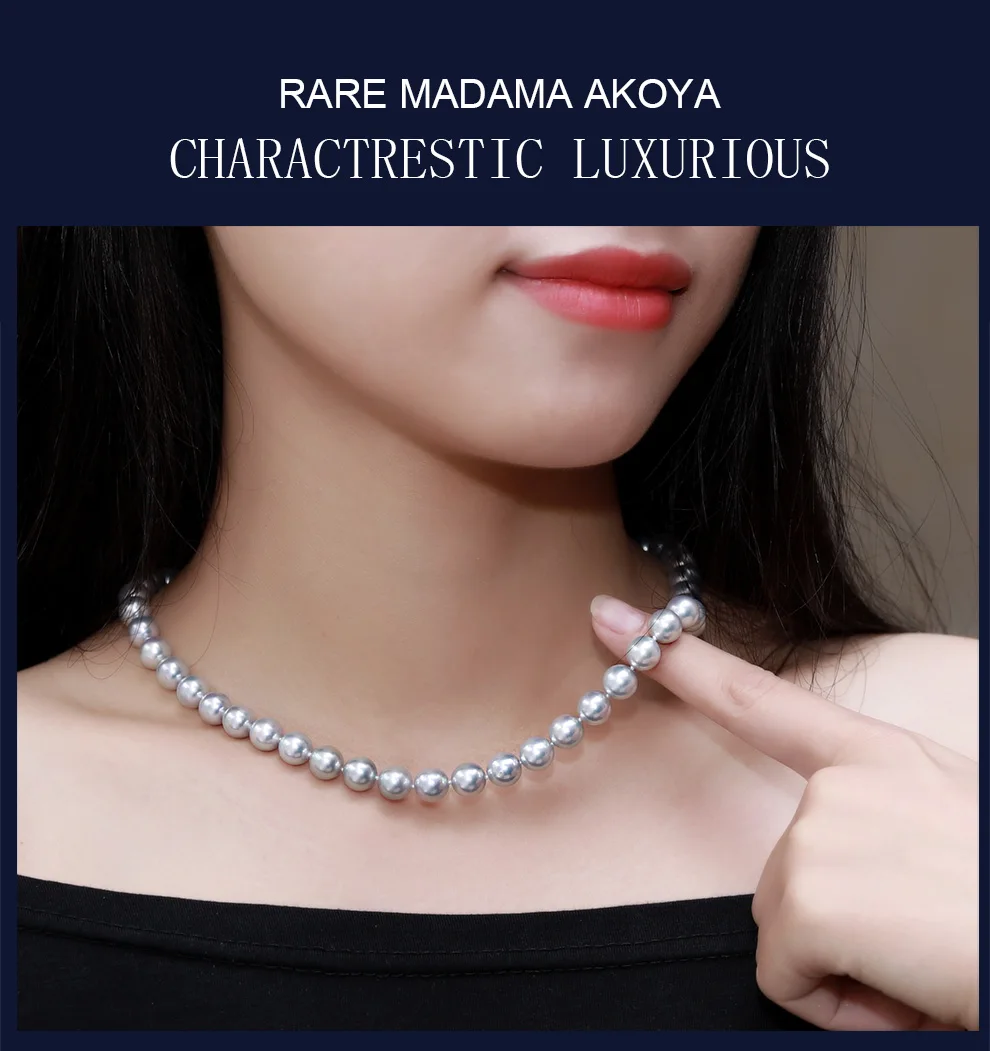 Ys Top Quality Silver Blue Madama Akoya Pearl Necklace: 8-8.5mm, 14k Gold  Clasp - Necklaces - AliExpress