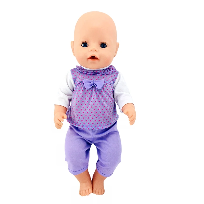 

Clothes For Doll Born New Baby Fit 18 inch 43cm Purple Pink Hat Owl Doll Suit Clothes Accessories For Baby Birthday Gift