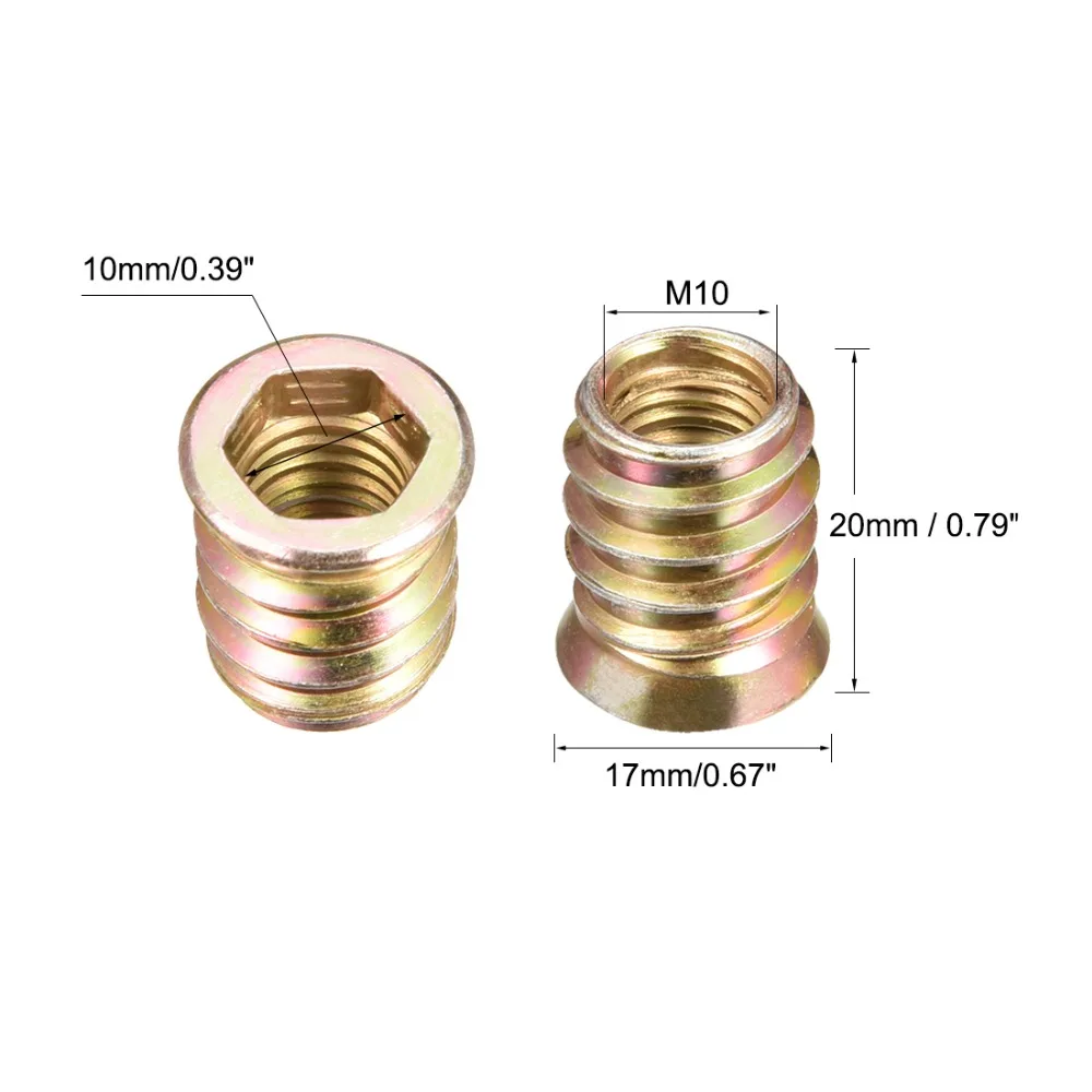 Uxcell Горячая 20 шт деревянная мебель M8x25 M8x30 M10x20 M10x25 Резьбовая вставка гайки интерфейс Шестигранная розетка привод аксессуары винты