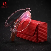 Для женщин половинчатая металлическая рама смола линзы очки для чтения складной зонт женский очки против усталости глаз, с чехлом+ 1,0 1,5 2,0 2,5 3,0 3,5 4,0