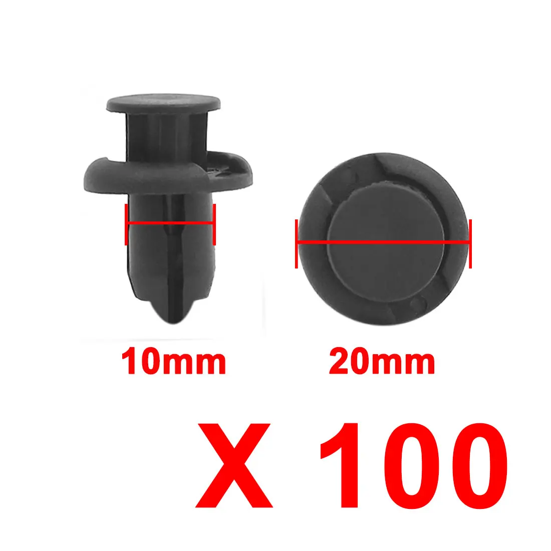 X Autohaux 100 Pcs Black Plastic Splash Guard Fastener Rivet Clips For