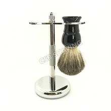 CSB 20 мм Барсук волос Набор для бритья металлической ручкой кисточки и стойка для бритвенного станка