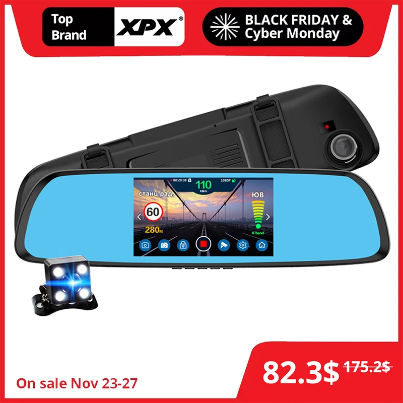 

Dash cam Car camera XPX P616 Car DVR 3 in 1 GPS Radar DVR Rear view camera FHD 1080P DVR mirror Reverse camera Dashcam