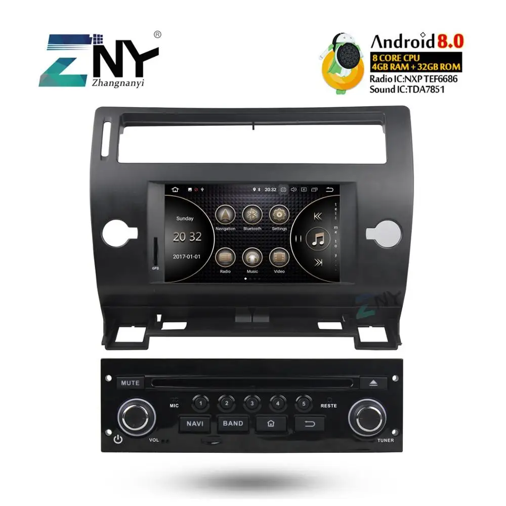

7" IPS Android 8.0 Car Radio Stereo For Citroen-C4 C-Triomphe C-Quatre 2004-2009 GPS Navigation FM RDS Wifi Bluetooth DVD