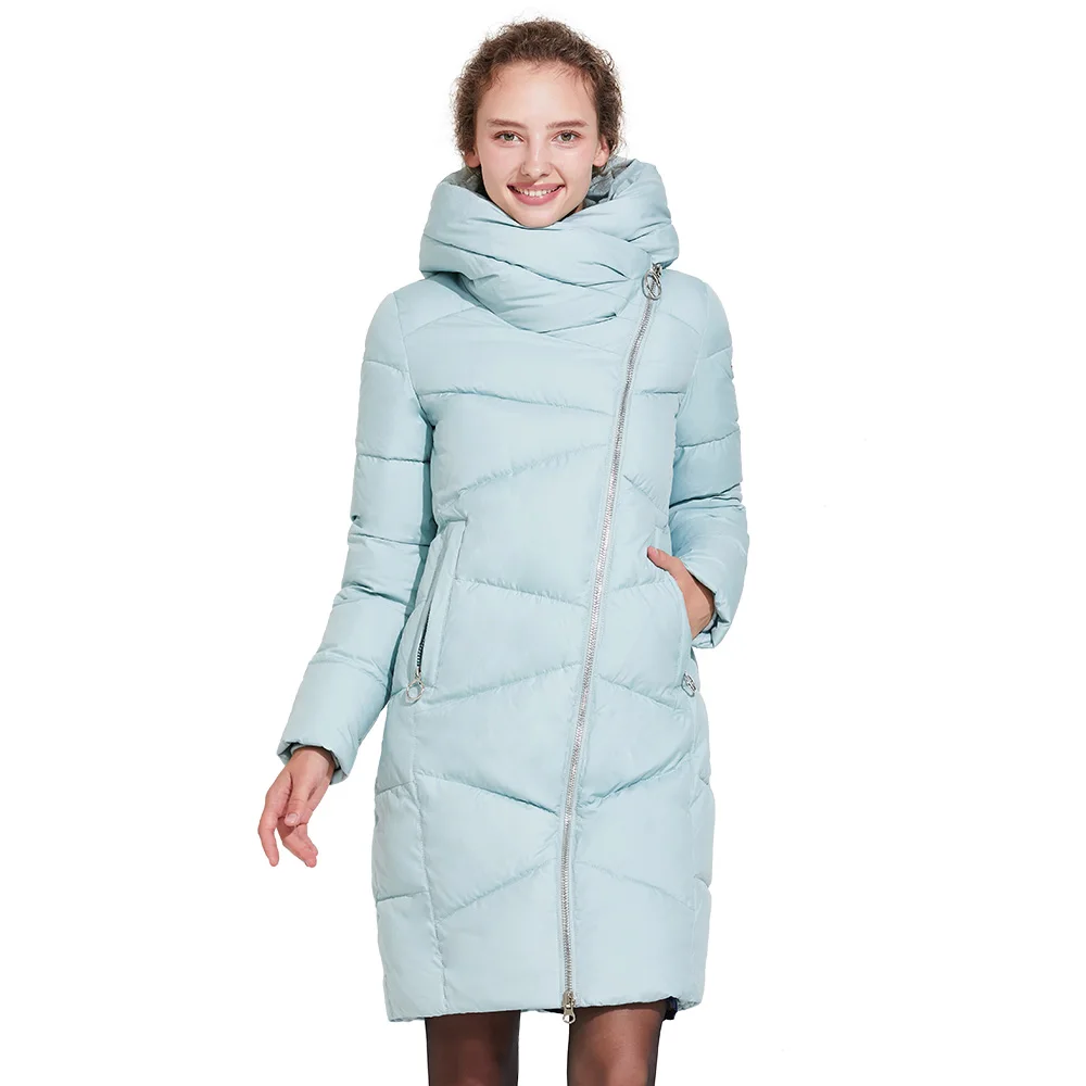 Icebear 2017 Модные зимние женщины с ветрозащитными рукавами Зимняя стильная куртка средней длины 17G6102D