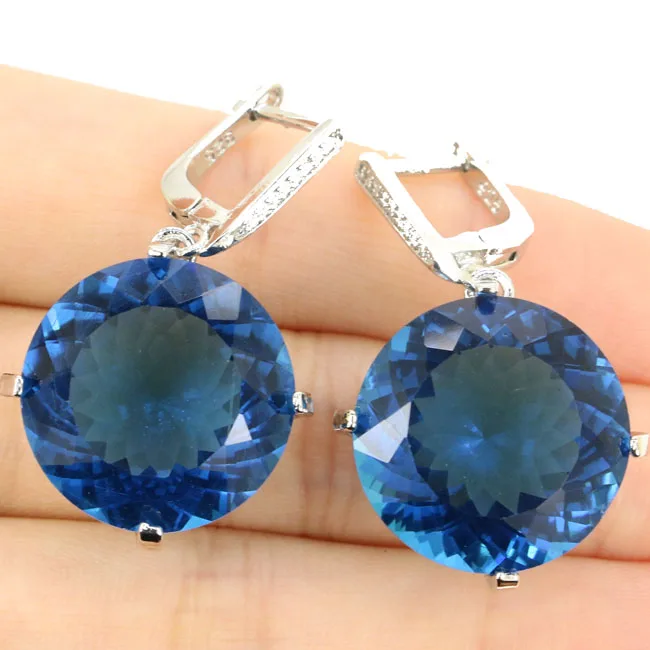 Long Big Green Tsavorite Garnet White CZ Woman's Wedding Gift 925 Silver Earrings 55x25mm Fashion Jewelry