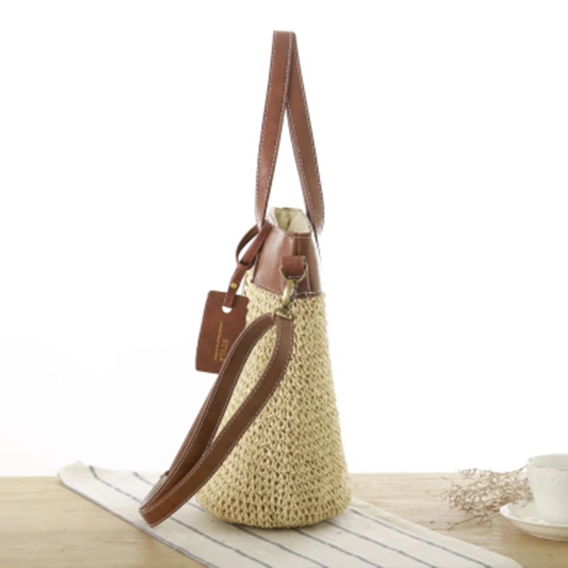 Women Straw Bag Female Beach Handbag INS Popular Ladies Patchwork Shoulder Bags Fashion Summer Large Weave Vacation Tote SS3050 (22)