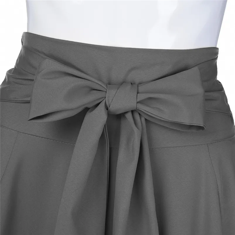 HOT sell Fashion 2018 Summer style skirts womens High Waist Pleated Long Skirt Front Slit Belted Maxi Skirt Femme Saia A16#N (2)