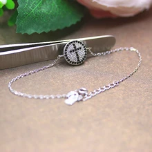 Стерлингового серебра 925 браслет Модный черный циркон крест и блестящий маленький фианит ювелирные изделия браслеты для женщин ювелирные изделия