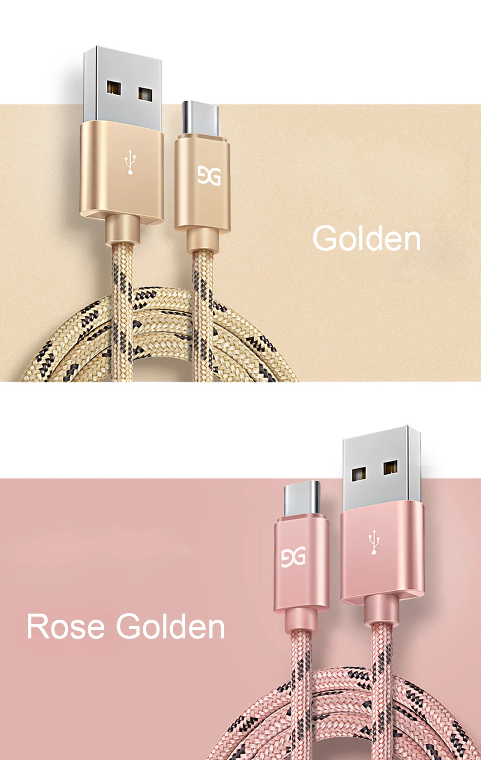 GUSGU 2A Type C Cable for Xiaomi mi6 mi5 Fast Charging USB C Type-C Cable for Samsung Gaxaly S8 For Huawei Oneplus Nylon Braid