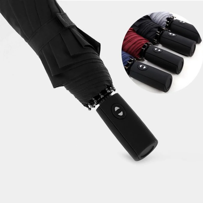 Ten Bone Automatic Folding Umbrella Female Male Car Luxury Large Windproof Umbrella Men Rain Black Paint JPZYLFKZL folding umbrella automatic umbrella wind resistant umbrella windproof umbrella