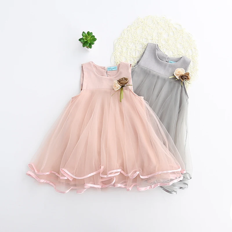 

Girl Dress Sleeveless Summer Princess Dress Mesh Flower Dresses for 3-8Y Baby Girls Chirldren Clothes Birthday Party Dressing