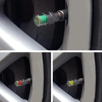 

WOOKRAYS 4pcs Car Air Alert Tire Valve Cap Auto Tire Pressure Indicator Valve Stem Caps Air Alert Tire Valve Cap 2.5cm x 1cm