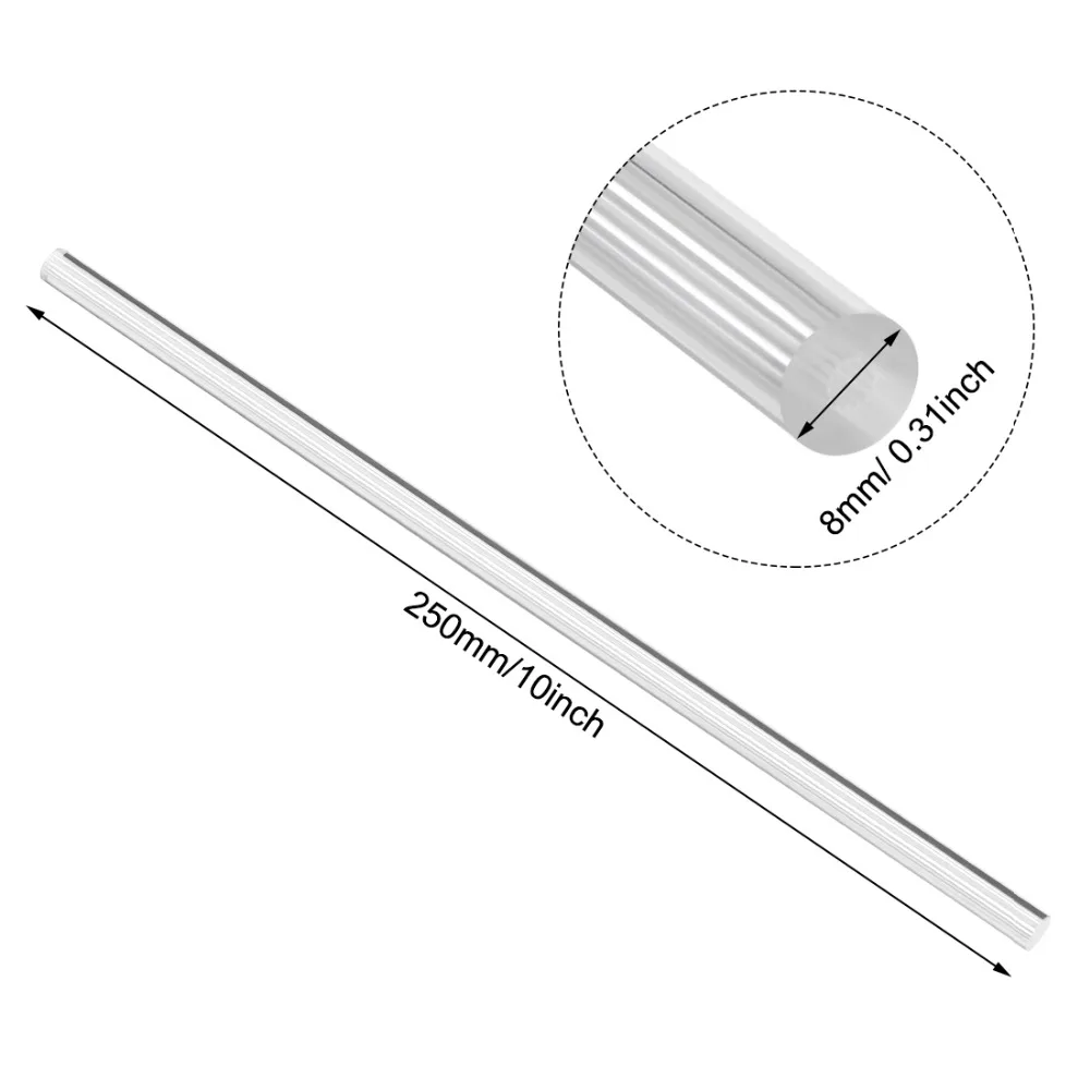 

Uxcell 2pcs 8mmx250mm Straight Line White/Light Blue/Dark Purple/Light Purple/Yellow/Pink Solid Acrylic Round Rod PMMA Wand