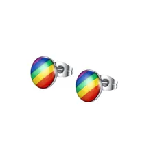 2017 Fashion Unisex Rainbow stud earrings stainless steel earring for men and women jewelry Fashion Earring Stud earring