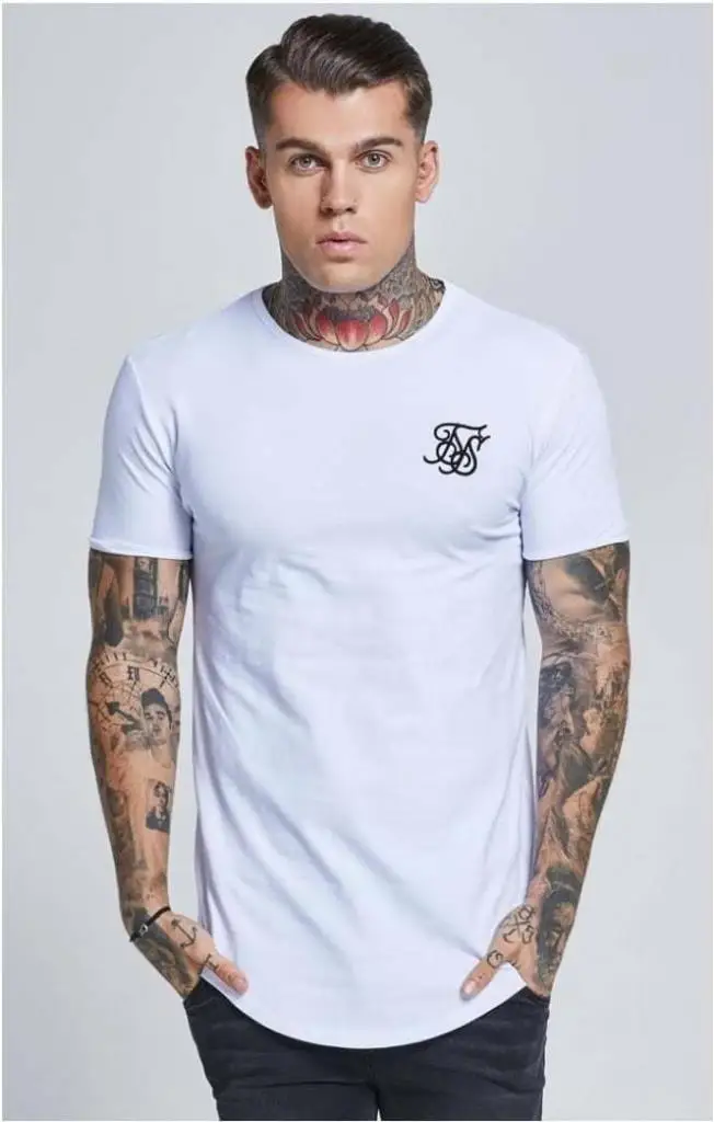 Siksilk с коротким рукавом Футболка для занятий спортом-белая мужская футболка