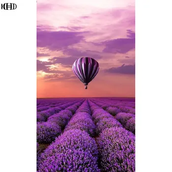 

2018 new diamond painting cross stitch hot air balloon icon rhinestone diamond embroidery lavender garden square diamond puzzle