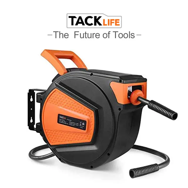 Tacklife 3/8"ID 50ft Hybrid Polymer Retractable Air Hose Reel Air Hose