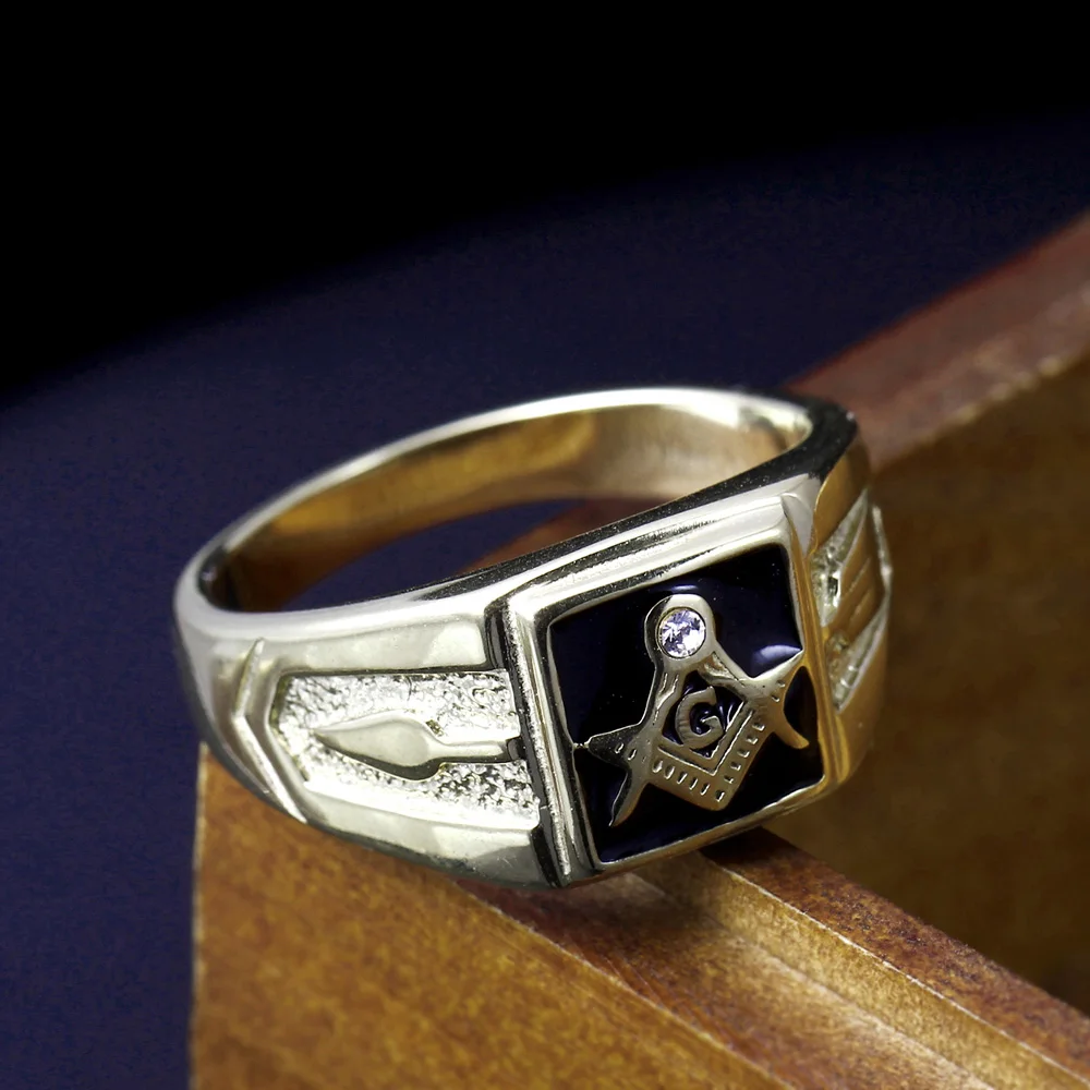 DreamCarnival 1989 Masonic G New Ionic Gold-color High Quality Men's Fashion Trendy High Polished Stainless Steel Ring TK1159