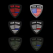 Пользовательские вышивка США Америка военный щит имя патч, 2 шт же Персонализированные номер тег индивидуальный логотип ID для нескольких