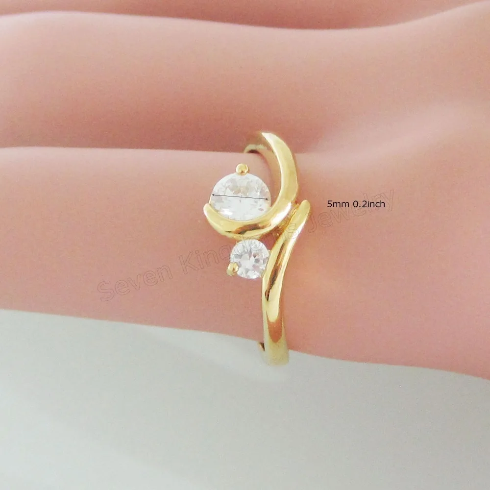 

LADY - YELLOW GOLD SOLID GP WEDDING BAND RING BIGGER STONE DIA 5MM 0.2" SZ 7 8 9 /GREAT GIFT/