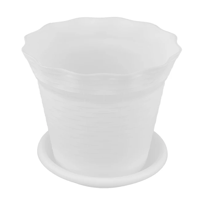 UXCELL White 16.5Cm Diameter Plastic Round Flower Pot Plant Planter