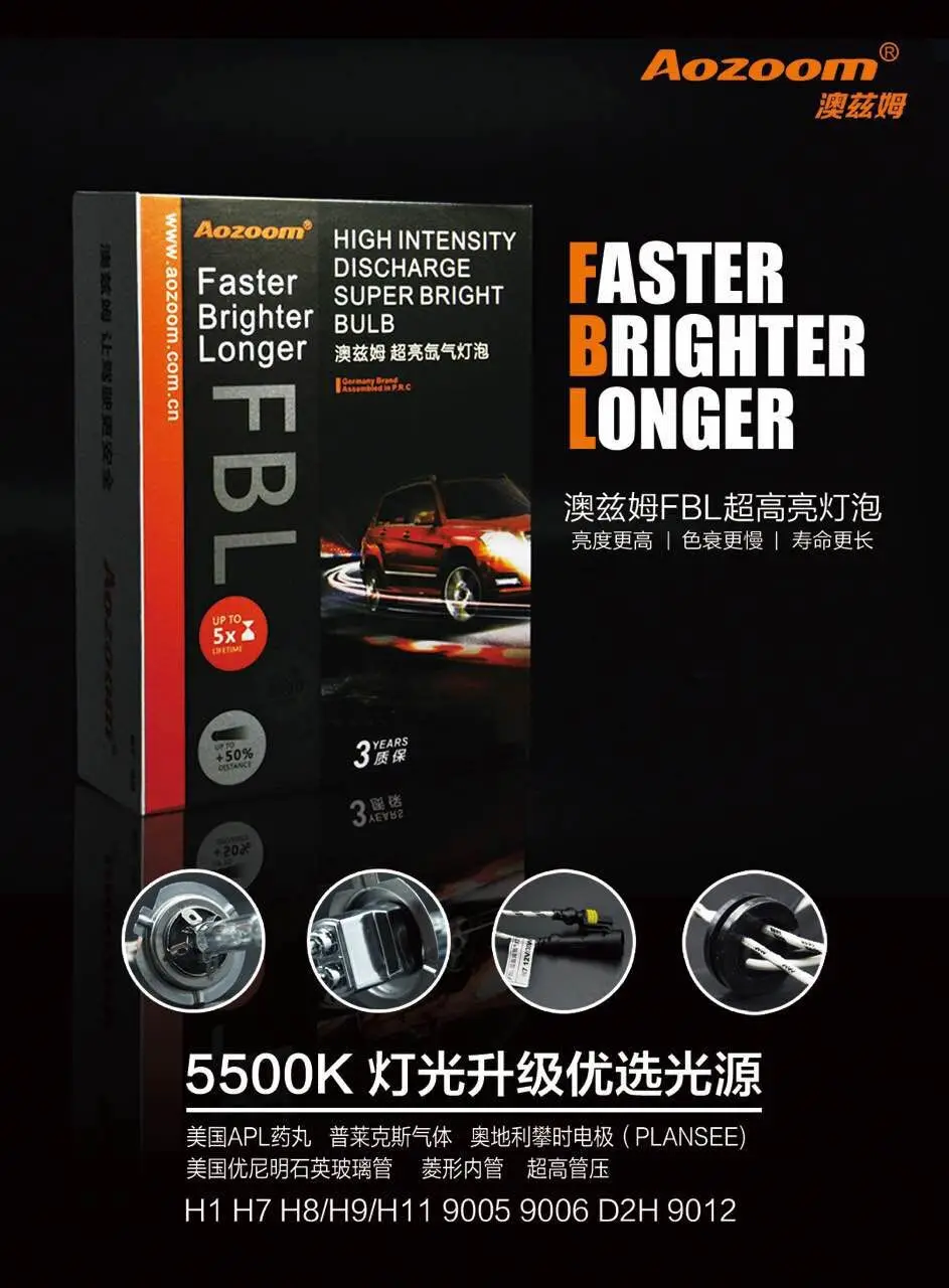 Aozoom 12V 35W 5500K Быстрый старт высокая яркость интенсивность разрядка супер яркая HID