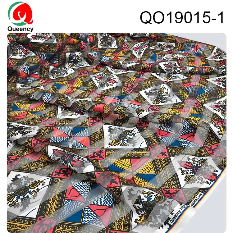 QO19015-1 DHL-Queency итальянская африканская лента органза воск Анкара ткань хороший дизайн для платьев QO19013 - Цвет: QO19015-1